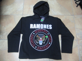 Ramones čierna mikina s kapucou 80%bavlna 20%polyester
